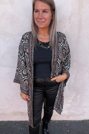 Leiya- Kaftan- Svart/Bordo/Gold- Nyhet