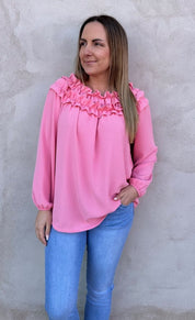 Lexi - Topp med krås  - Rosa-  Nyhet
