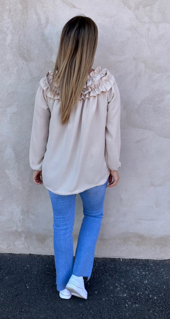 Lexi - Topp med krås  -Beige- Nyhet