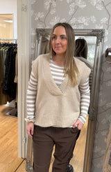 Lila - Stickad väst - Beige - Nyhet
