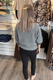Liliana stickad kofta randig Svart