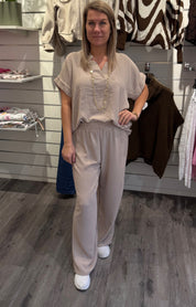 Lilly - Byxa med resår - Beige