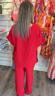 Lilly - V-ringad topp Röd