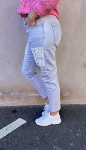 Lily - Jeans - Lappar/Brodyr - Grå - Nyhet