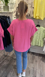 Lilly - V-ringad topp - Bubbelgum