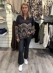 Linden blus Mönster Svart