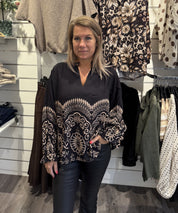 Linden blus Mönster Svart