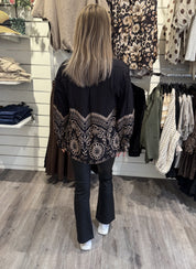 Linden blus Mönster Svart