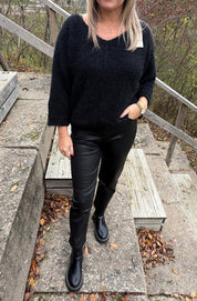 Linn - Stickad tröja - Svart - Nyhet