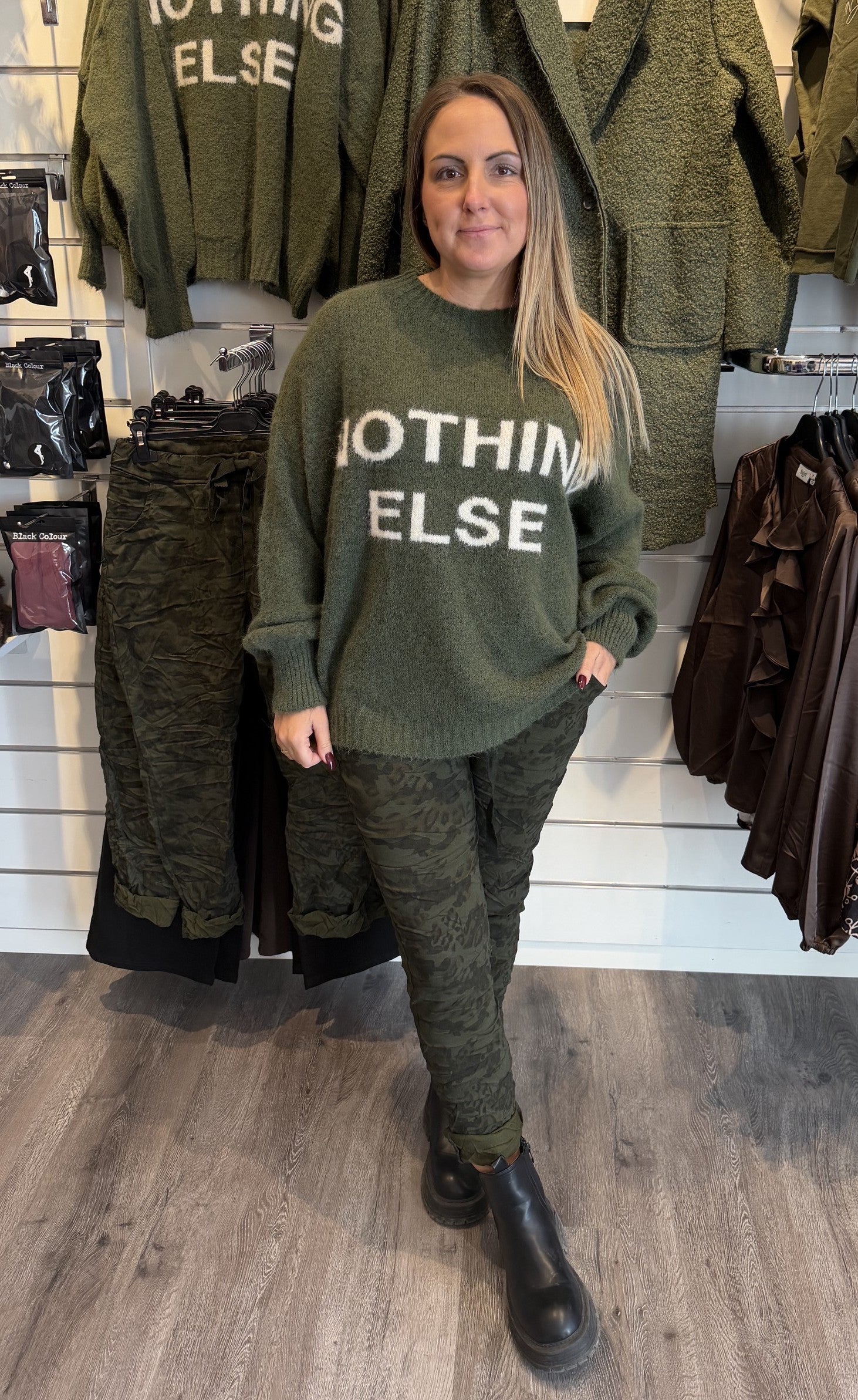 Liria Stickad tröja Military