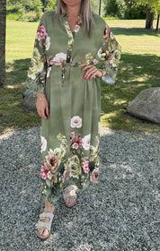 Livia maxiklänning blommig Khaki