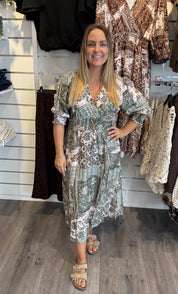 Liviah  Klänning mönster khaki
