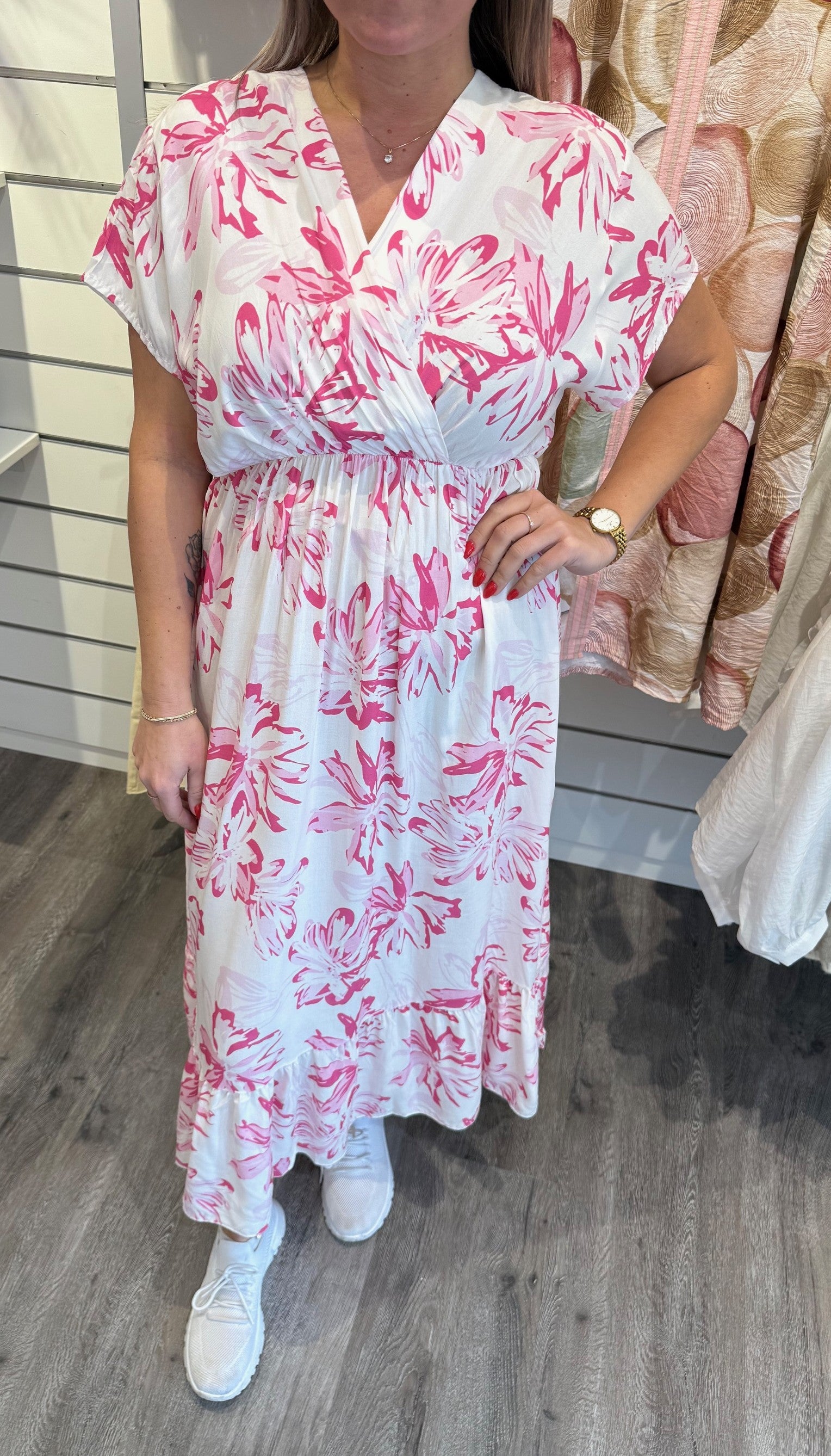Lizette- Klänning - Cream/Fuxia