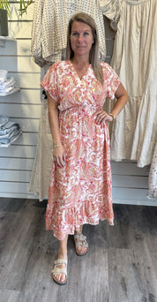 Lizette Klänning Paisley Korall