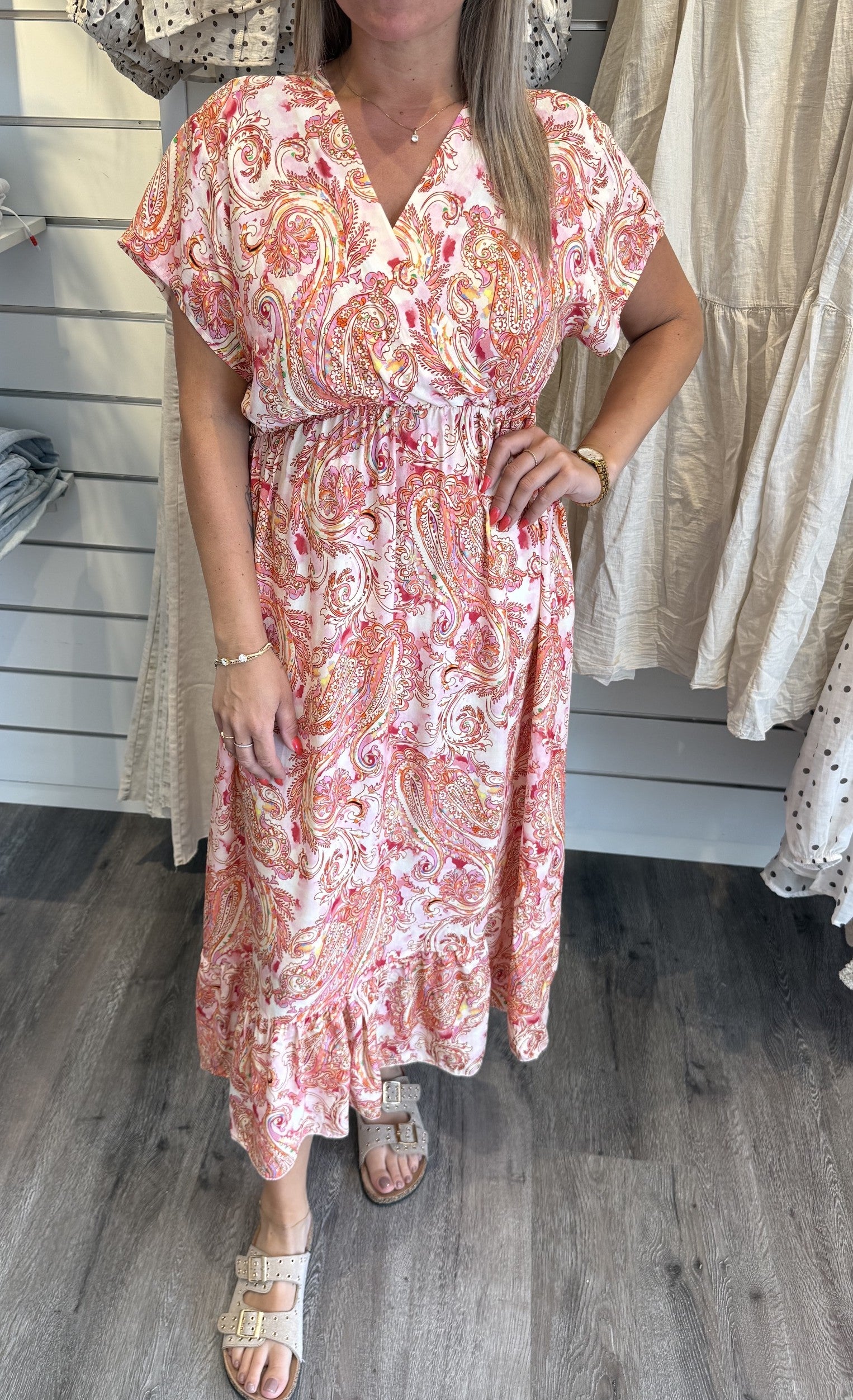 Lizette Klänning Paisley Korall