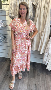 Lizette Klänning Paisley Korall