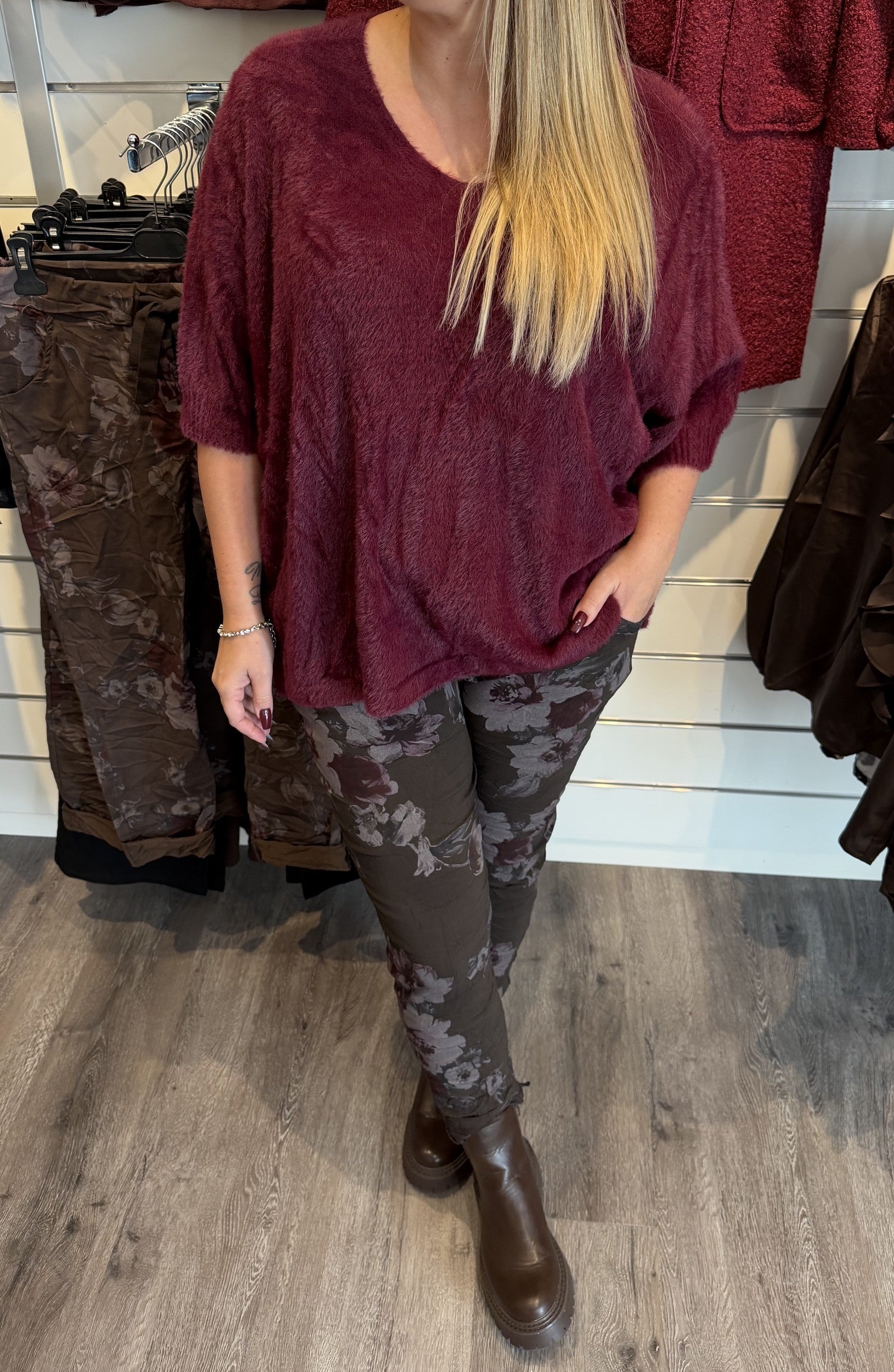 Loella Stickad tröja Bordo