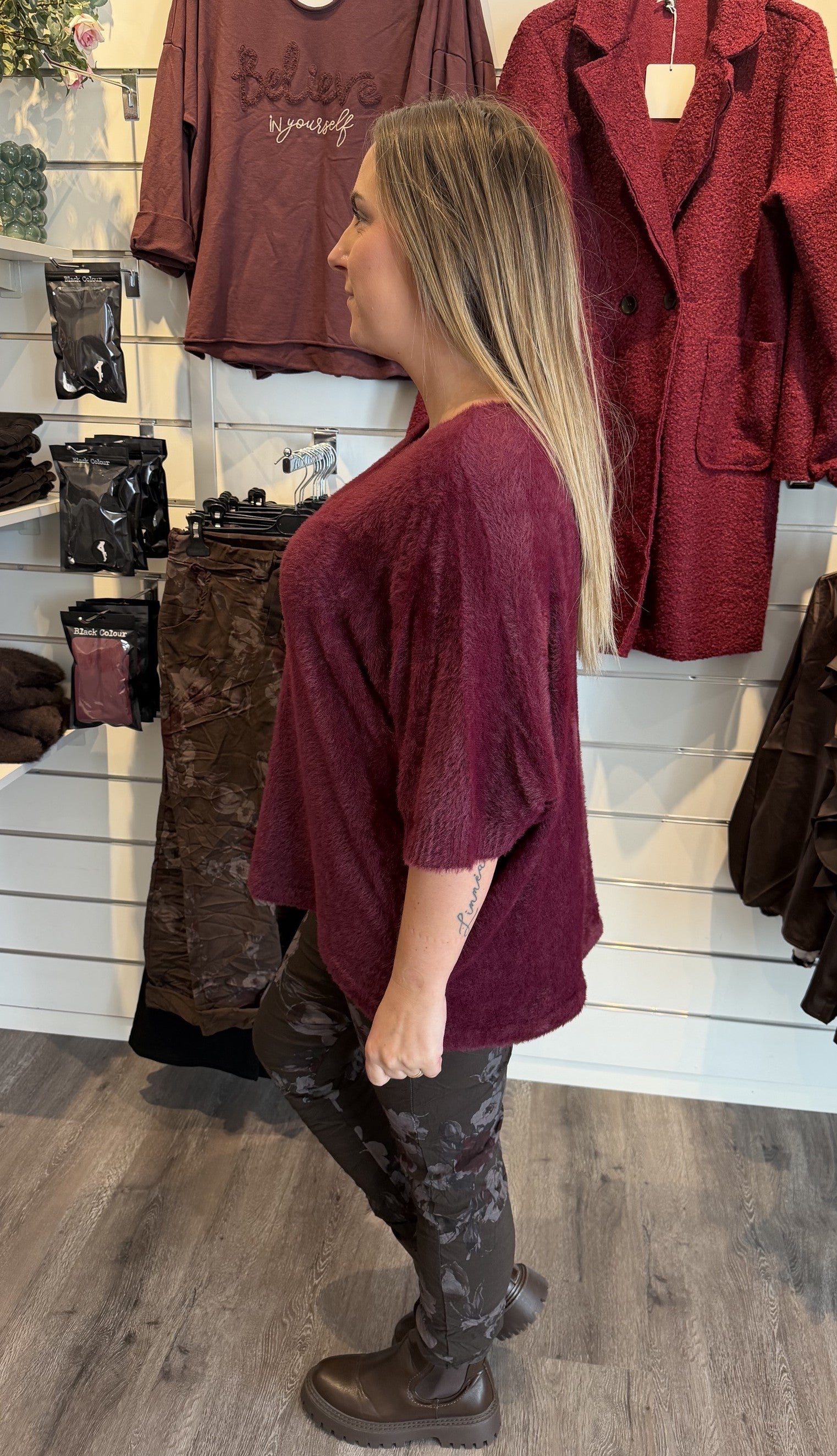 Loella Stickad tröja Bordo