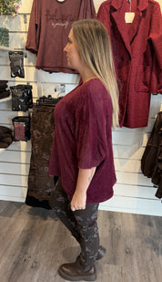 Loella Stickad tröja Bordo