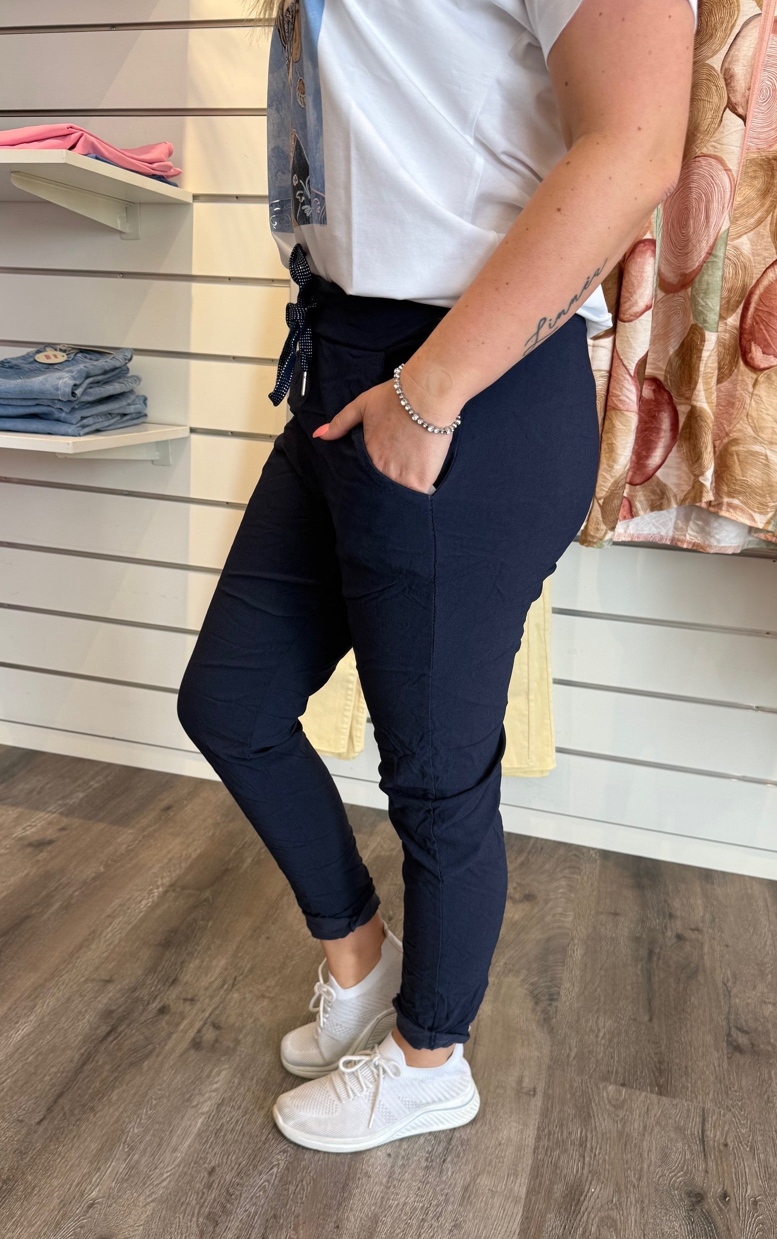 Lotta - Byxor med knyt  - Navy