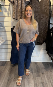 Lovisa stickad tröja Taupe