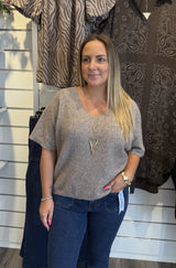 Lovisa stickad tröja Taupe