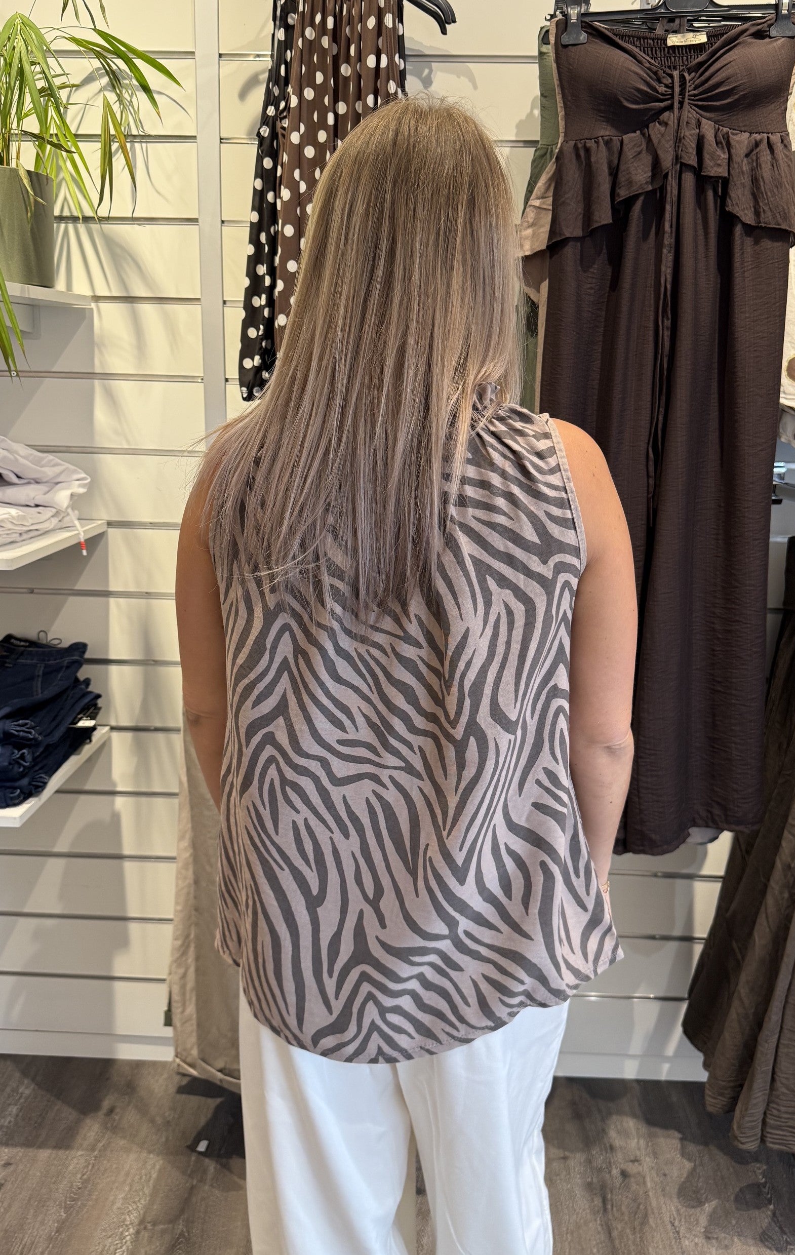 Lucina Topp Zebra Fango