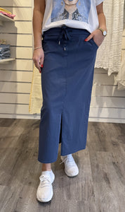 Madde - Kjol med knyt Denimblå
