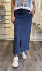 Madde - Kjol med knyt Denimblå