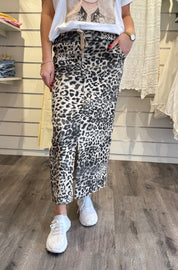Madde - Kjol med knyt - Leopard- Beige