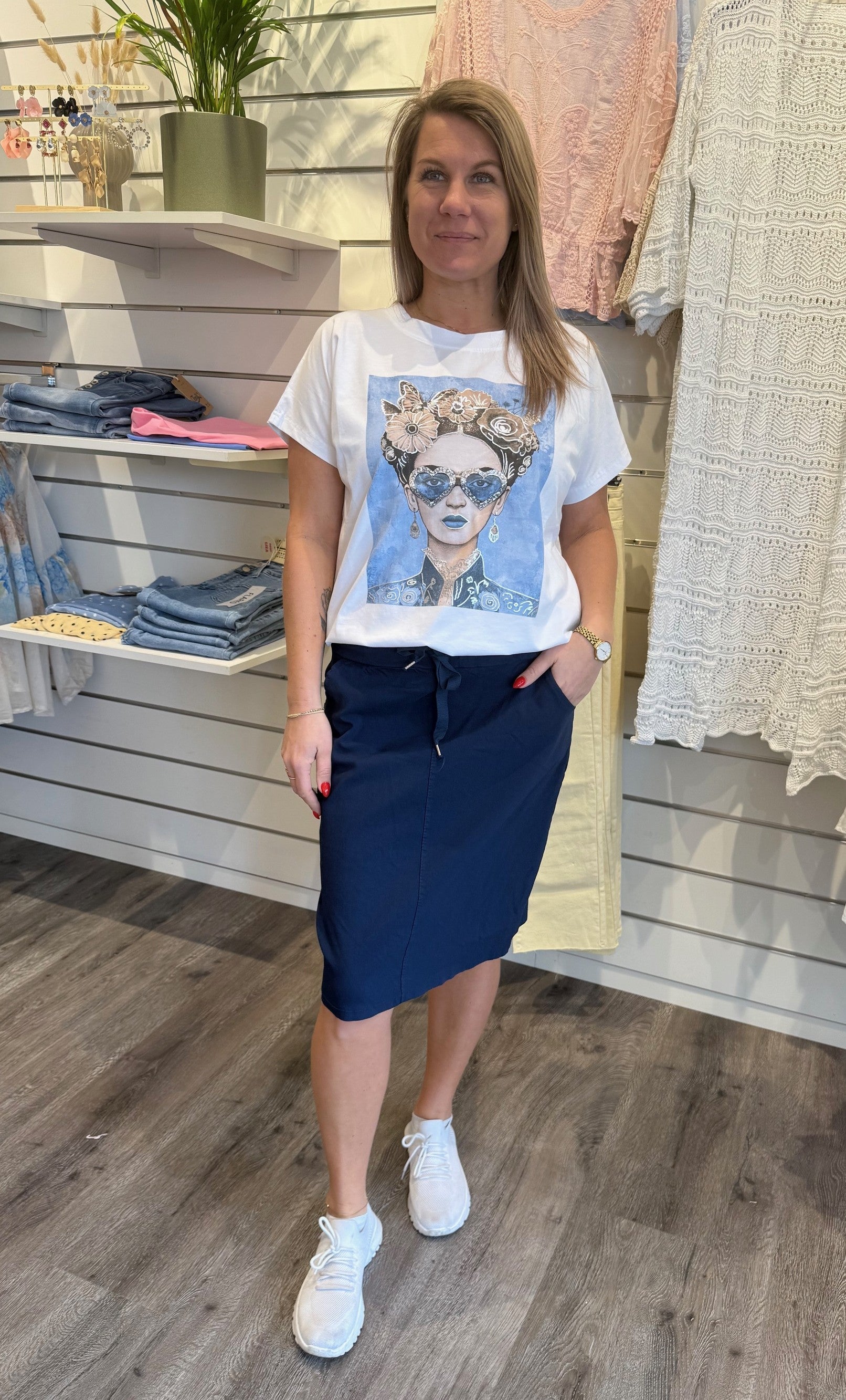 Madde - Kort kjol med knyt  - Navy