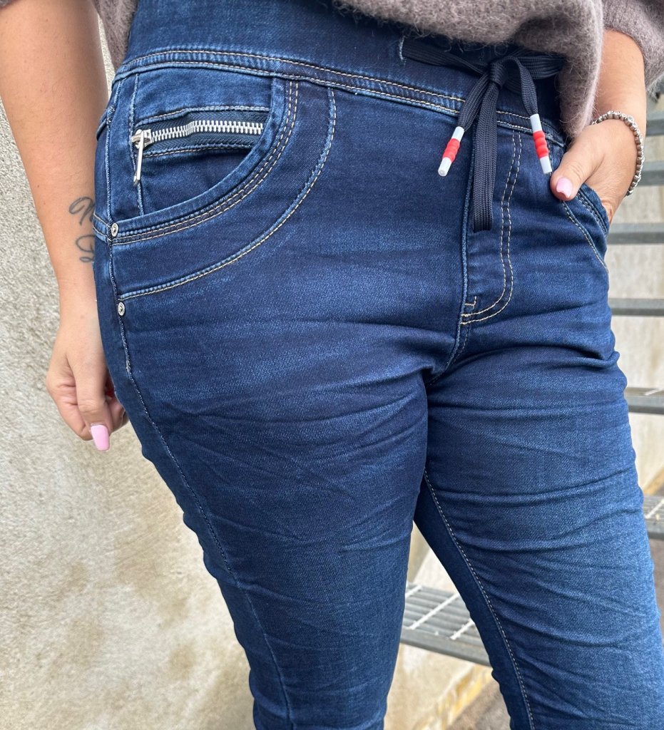 Magda - Jeans med Knyt & dragkedja Mörktvätt