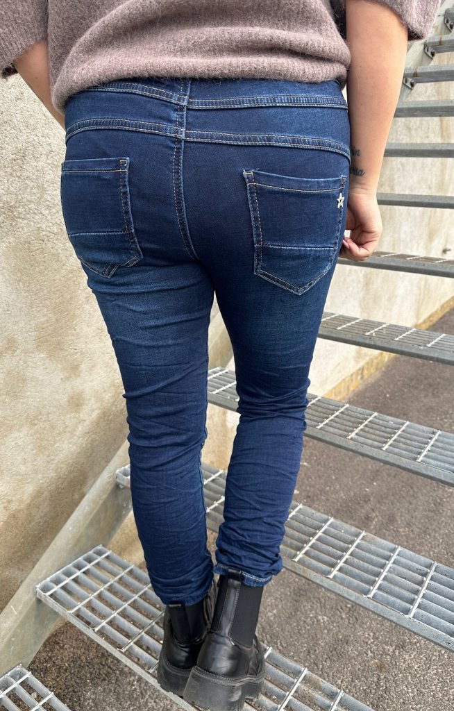 Magda - Jeans med Knyt & dragkedja Mörktvätt