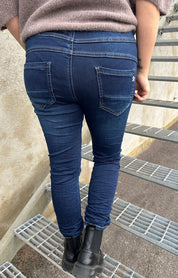 Magda - Jeans med Knyt & dragkedja Mörktvätt