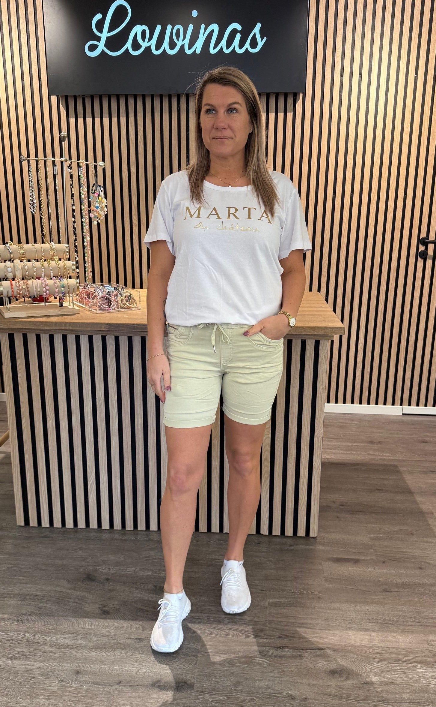 Magda - Shorts med Knyt - Beige