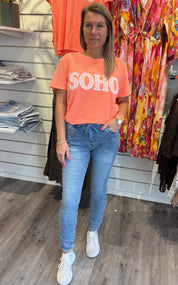 MagdaJP9249 Jeans med knyt Ljus denim