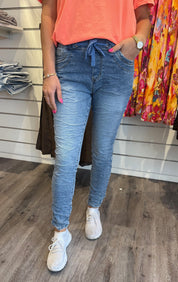 MagdaJP9249 Jeans med knyt Ljus denim
