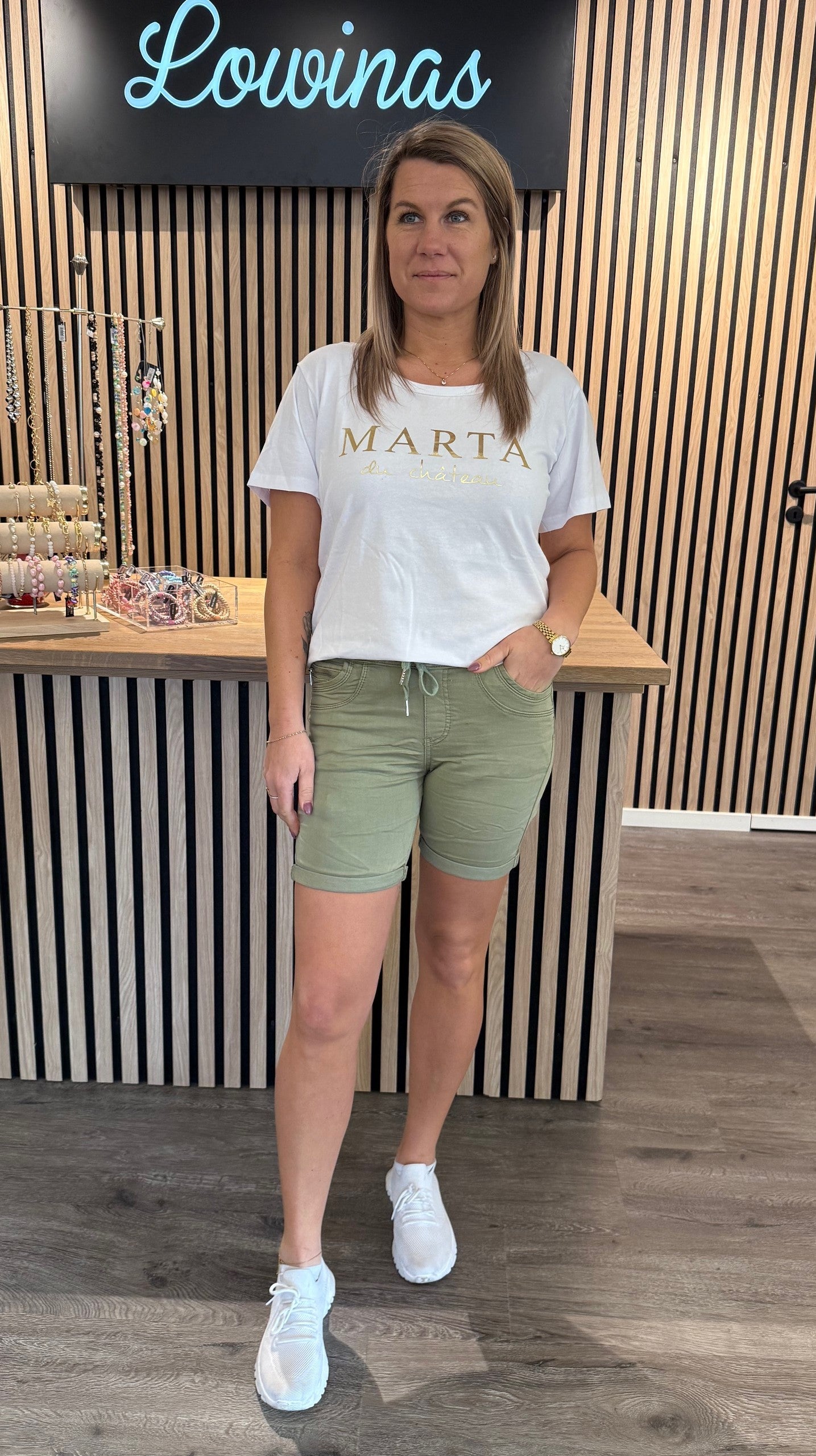 Magda - Shorts med Knyt - Khaki