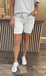 Magda - Shorts med Knyt - Vit