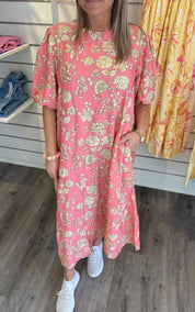 Marie Dress Flower Rosa