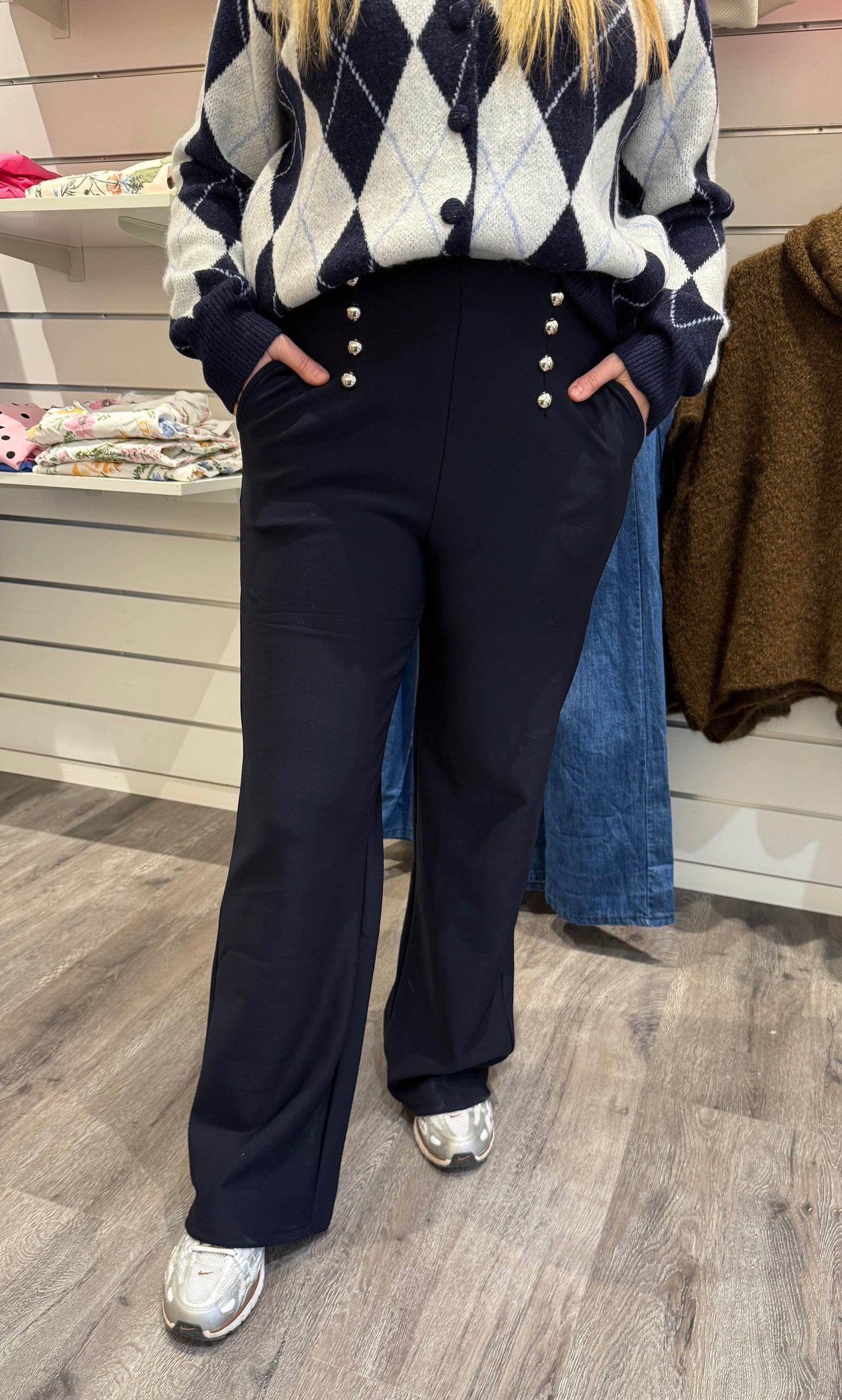 Marita - Kostymbyxor- Superstretch- Navy