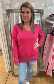 Melina - Topp - Spets - Cerise- Nyhet