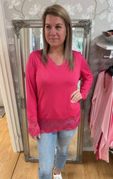 Melina - Topp - Spets - Cerise- Nyhet