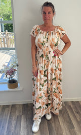 Messa Klänning Lång FlowerB16 Beige