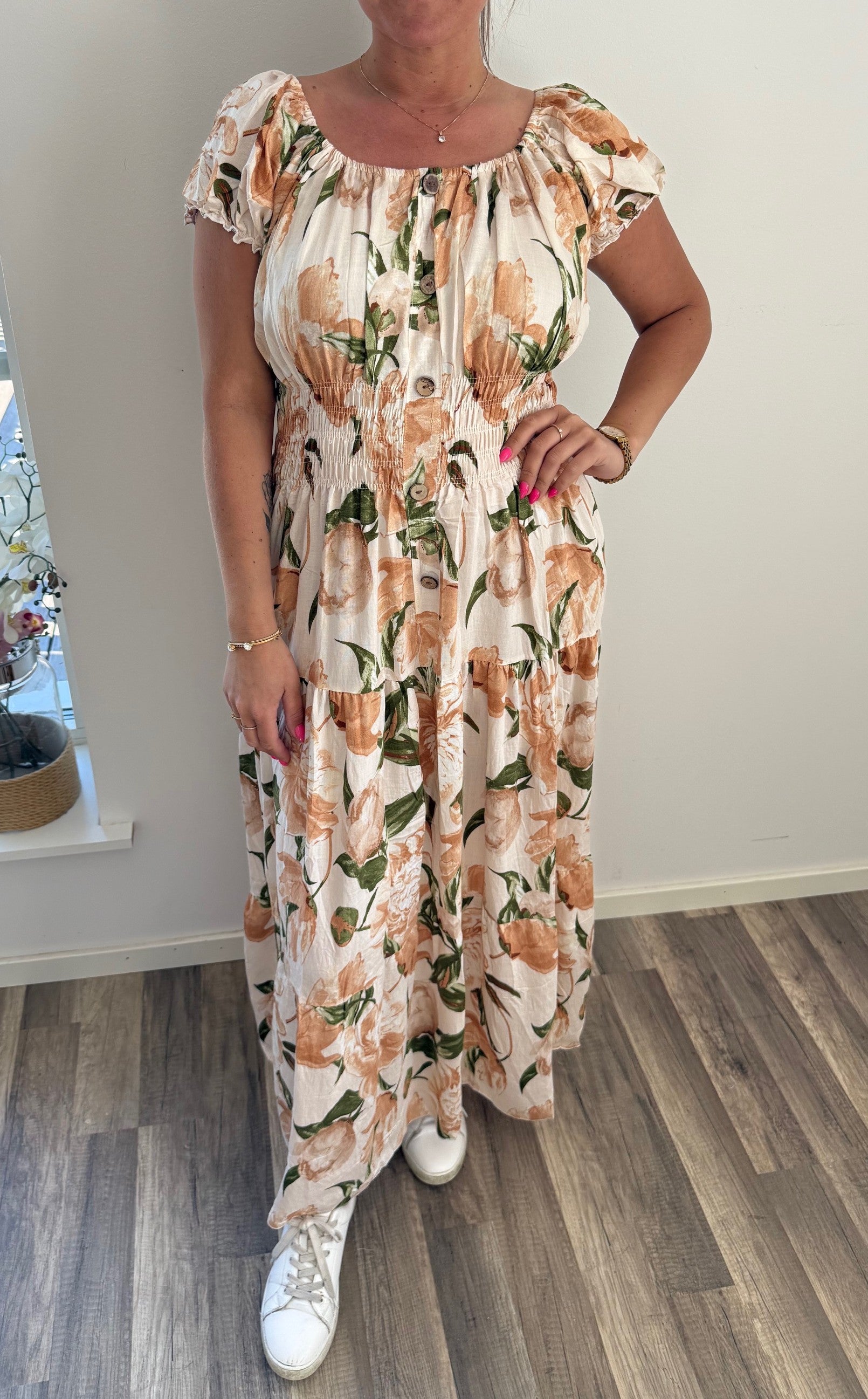 Messa Klänning Lång FlowerB16 Beige
