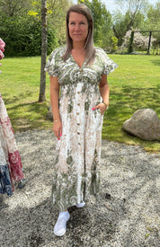 Mindy Klänning mönster grön402A15