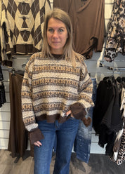 Mileah Stickad tröja 2719 Choco