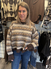 Mileah Stickad tröja 2719 Choco