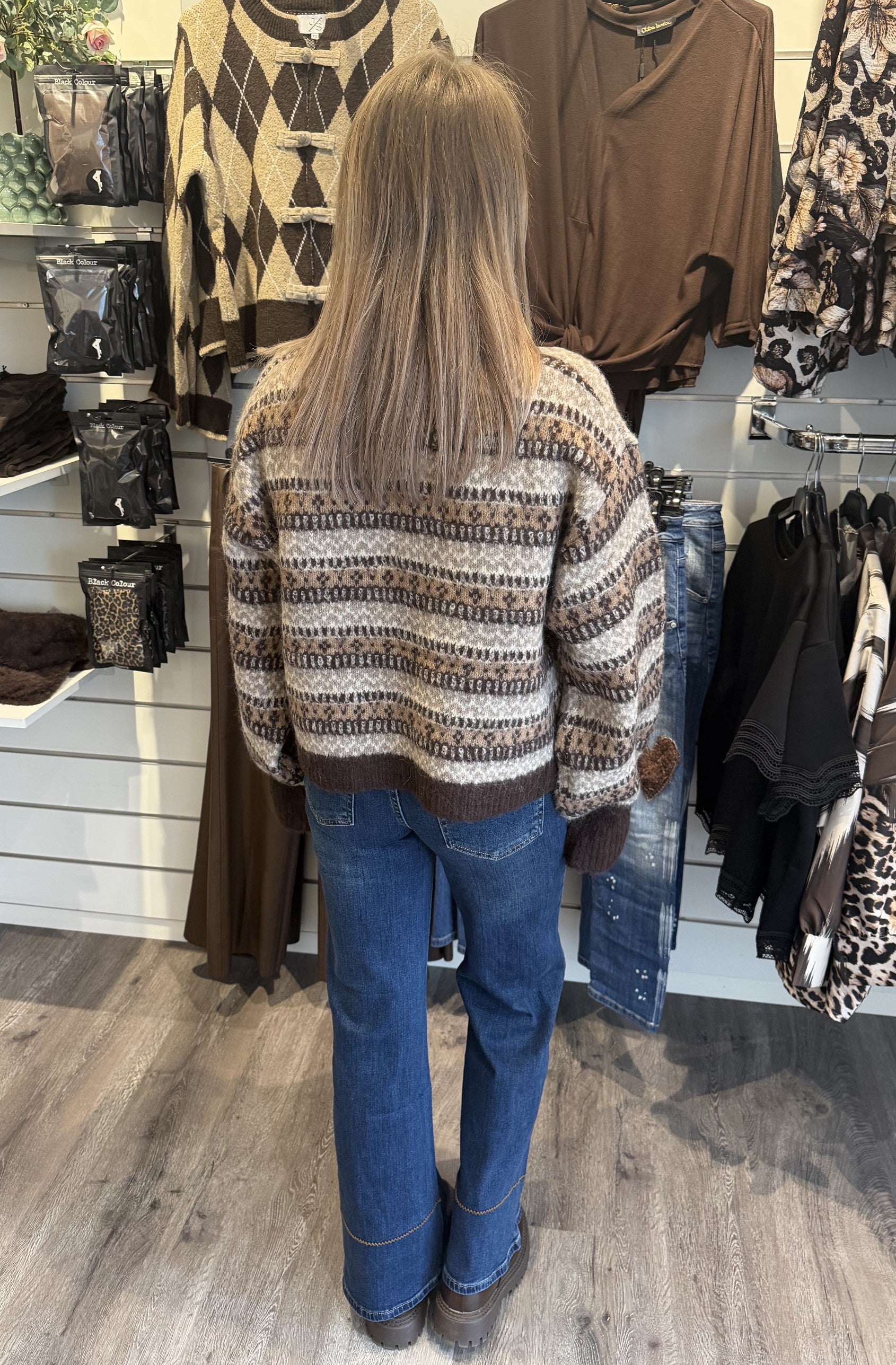Mileah Stickad tröja 2719 Choco