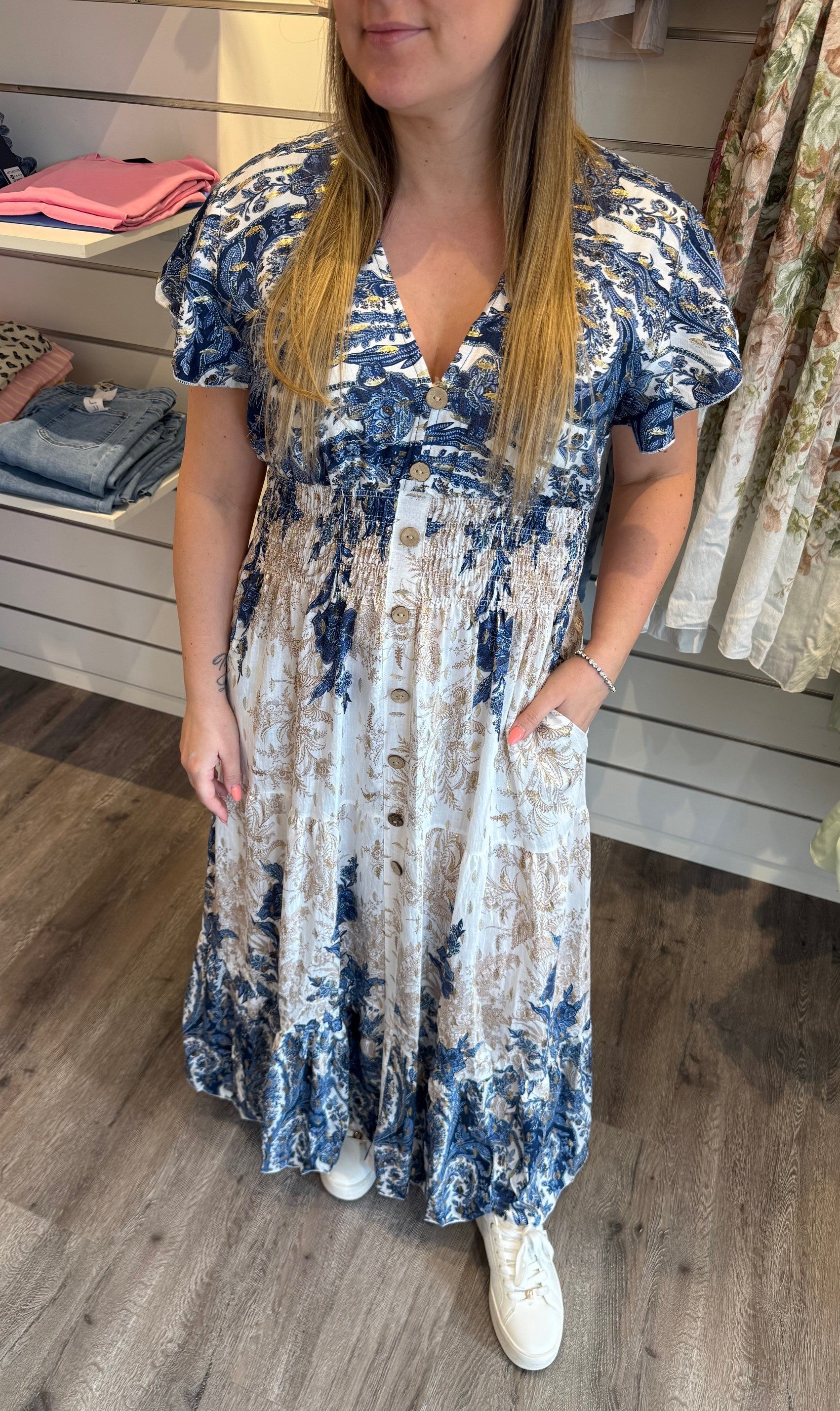 Mindy Klänning mönster Blå402A15